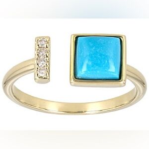NEW 10K Solid Gold Natural Diamond and Turquoise Ring